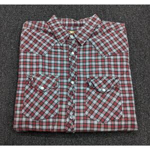 Western Trails Men's Red Plaid Flannel Pearl Snap Western Shirt Size XL